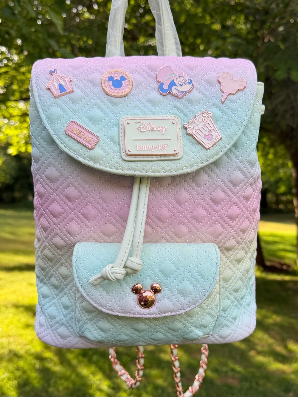 Loungefly Disney Mickey Mouse Fair Pastel Quilted Mini Backpack NWT